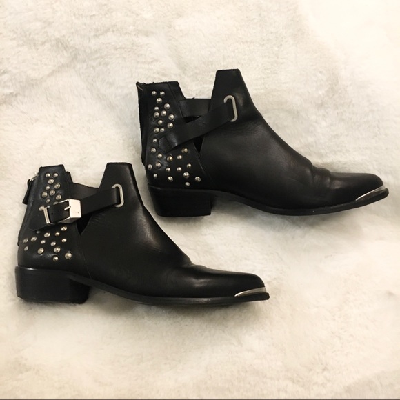 Zara Shoes - Zara spiked buckle leather bootie
